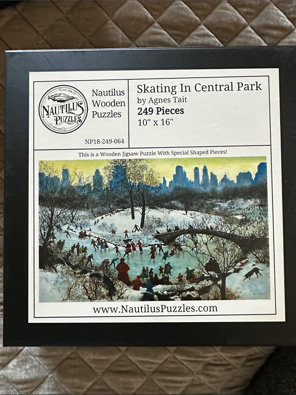 Nautilus Skating In Central Park Wooden Puzzle - Blue/White/Green